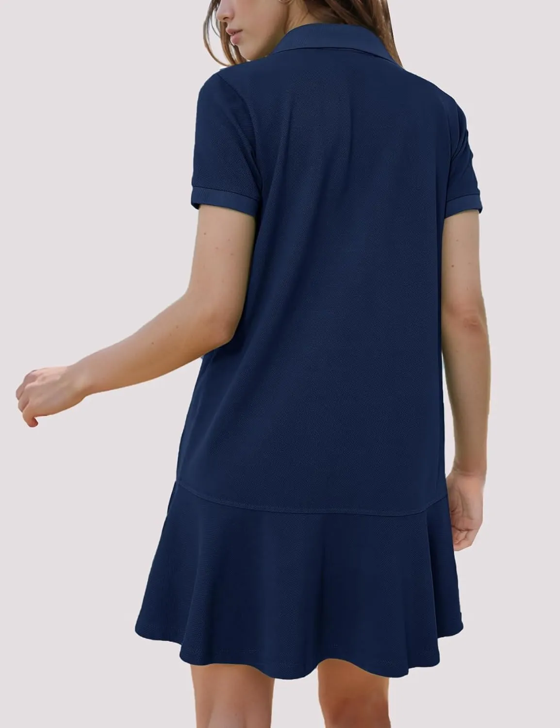 Flygo Womens Polo Dress Collared Short Sleeve Ruffle Golf Tennis T Shirt Sports Workout Mini Summer Dresses Tunic Pique
