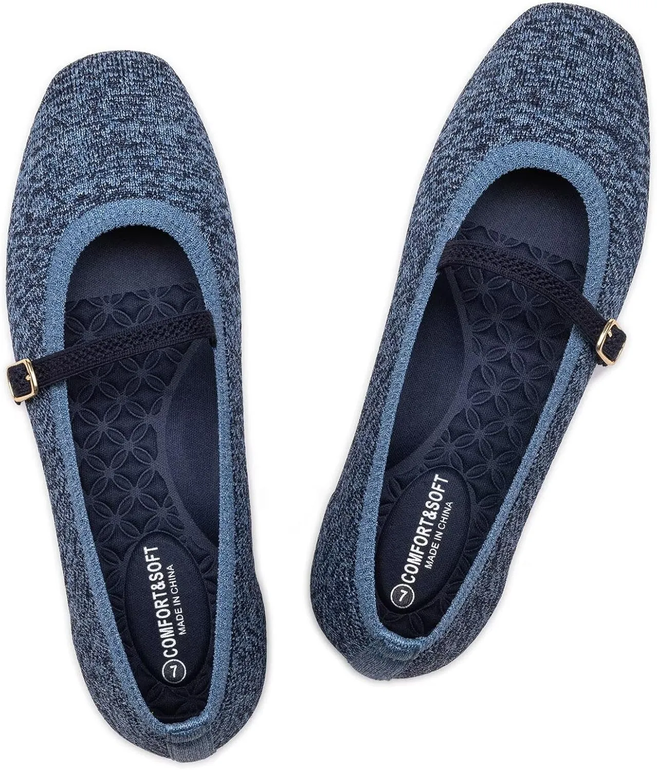 Frank Mully Mary Jane Women Flat Shoes Slip on Square-Toe Washable Shoes Comfortable for Dressy and Work with Ankle Strap