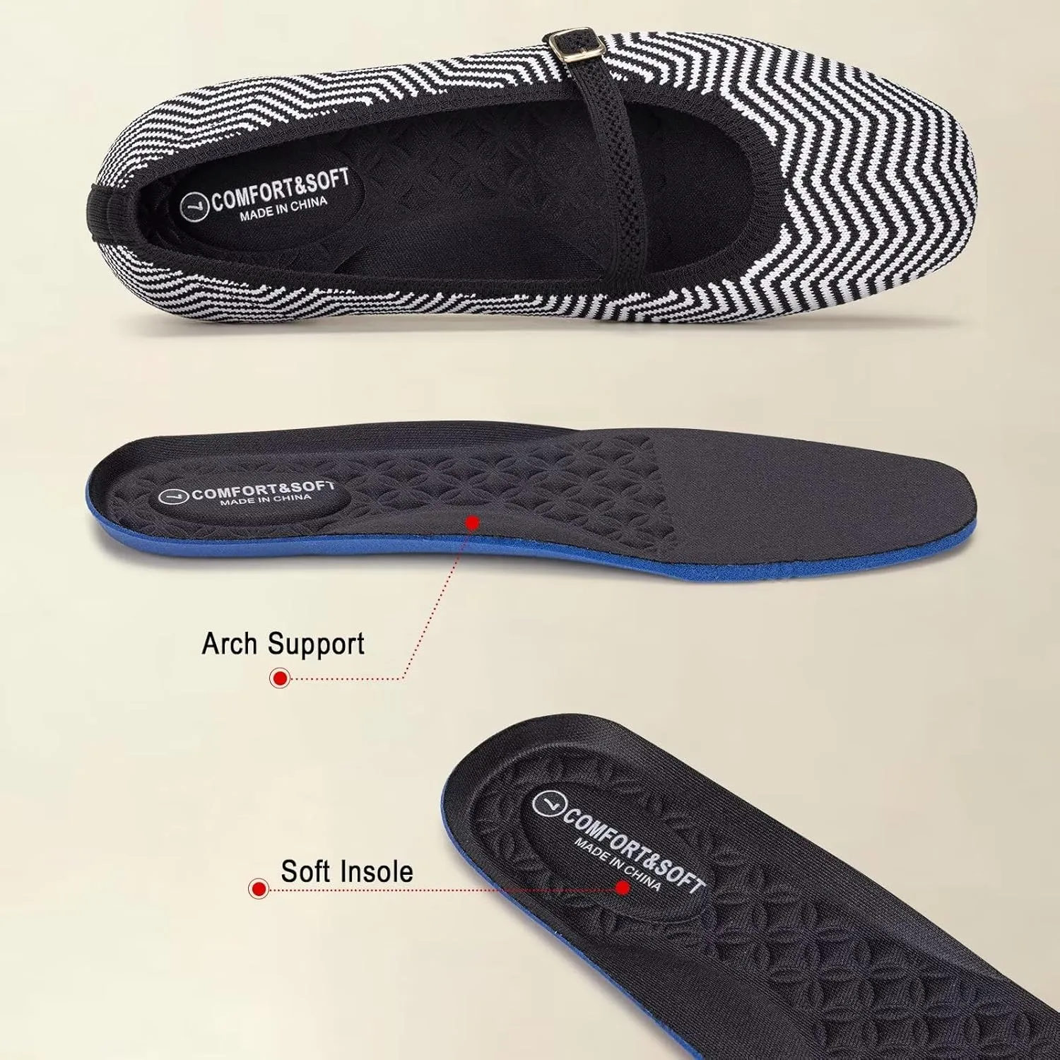 Frank Mully Mary Jane Women Flat Shoes Slip on Square-Toe Washable Shoes Comfortable for Dressy and Work with Ankle Strap