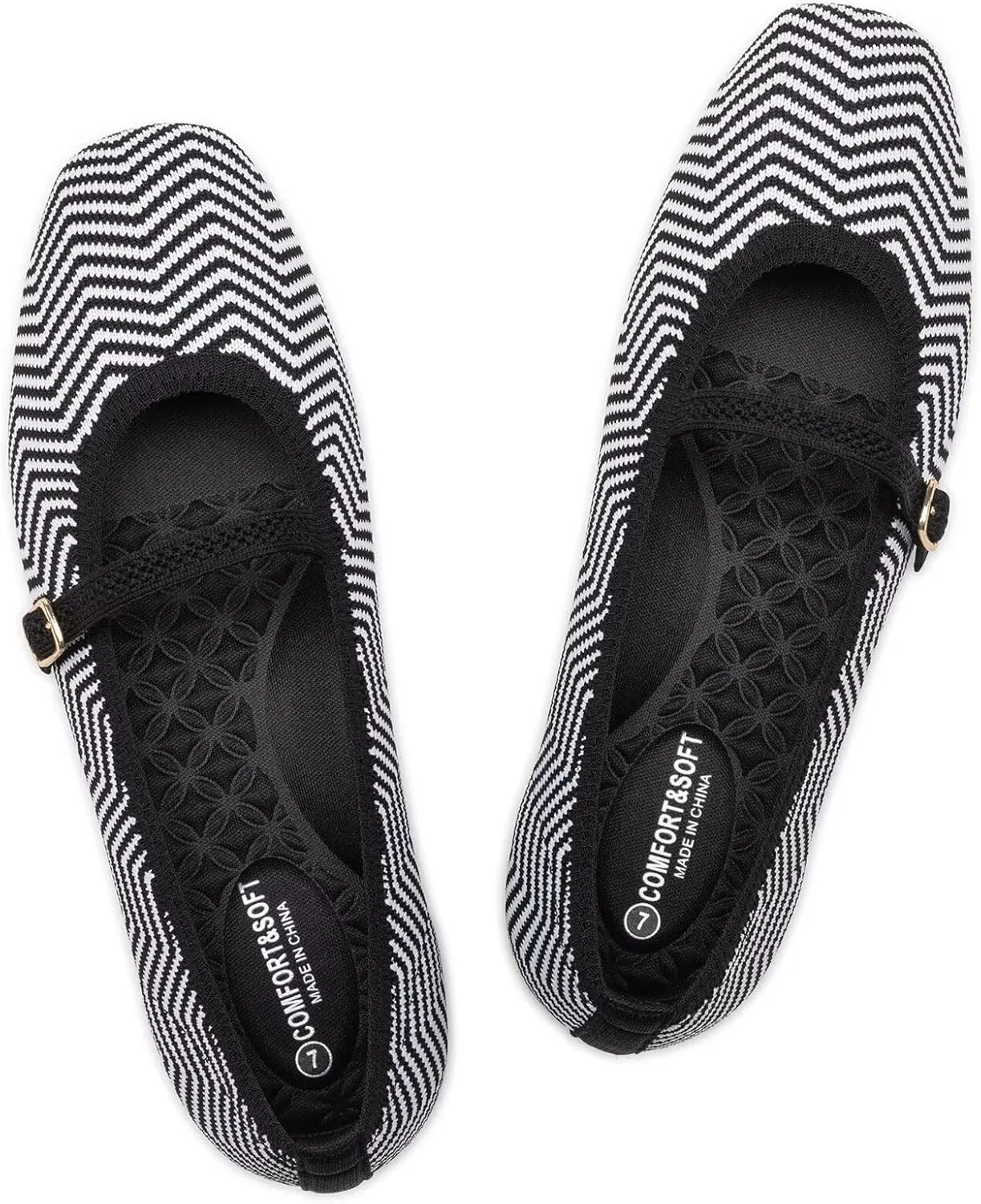 Frank Mully Mary Jane Women Flat Shoes Slip on Square-Toe Washable Shoes Comfortable for Dressy and Work with Ankle Strap