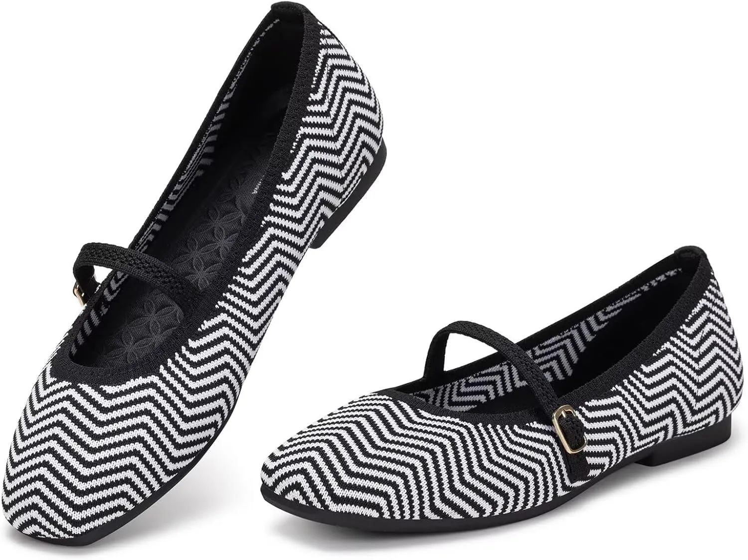 Frank Mully Mary Jane Women Flat Shoes Slip on Square-Toe Washable Shoes Comfortable for Dressy and Work with Ankle Strap