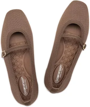 Frank Mully Mary Jane Women Flat Shoes Slip on Square-Toe Washable Shoes Comfortable for Dressy and Work with Ankle Strap