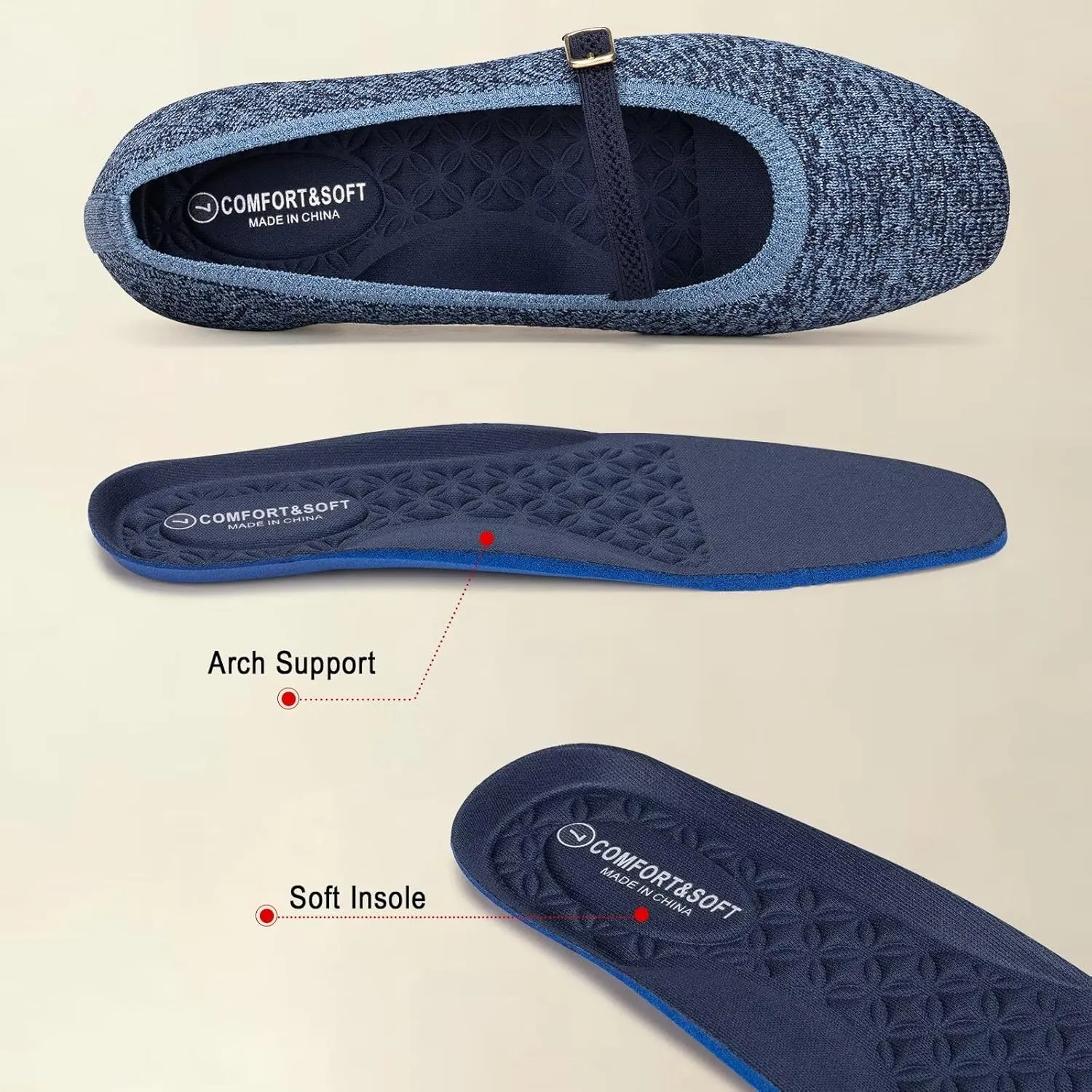 Frank Mully Mary Jane Women Flat Shoes Slip on Square-Toe Washable Shoes Comfortable for Dressy and Work with Ankle Strap