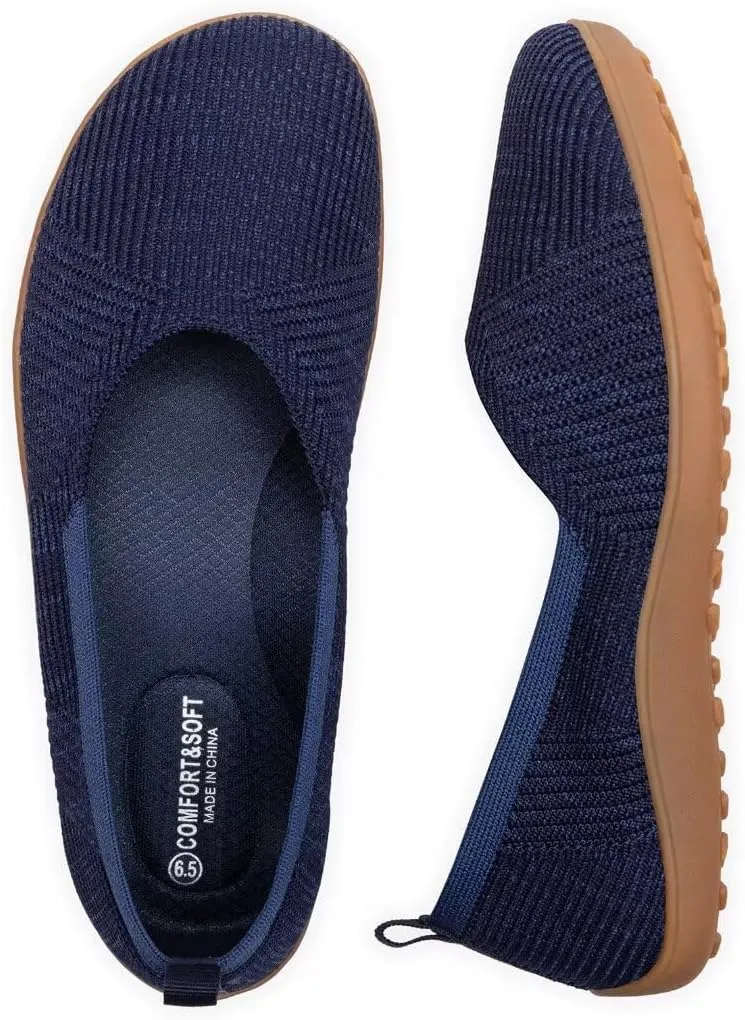 Frank Mully Womens Flat Shoes Wide Toe Box Knitted Flats Comfort Wide Width Walking Flats