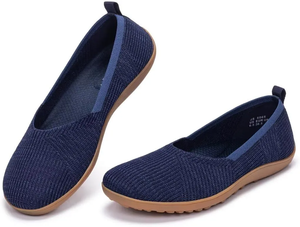 Frank Mully Womens Flat Shoes Wide Toe Box Knitted Flats Comfort Wide Width Walking Flats