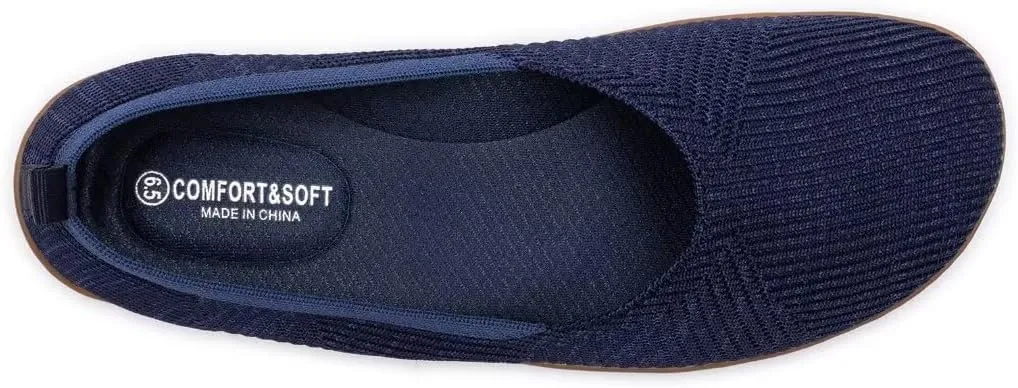 Frank Mully Womens Flat Shoes Wide Toe Box Knitted Flats Comfort Wide Width Walking Flats