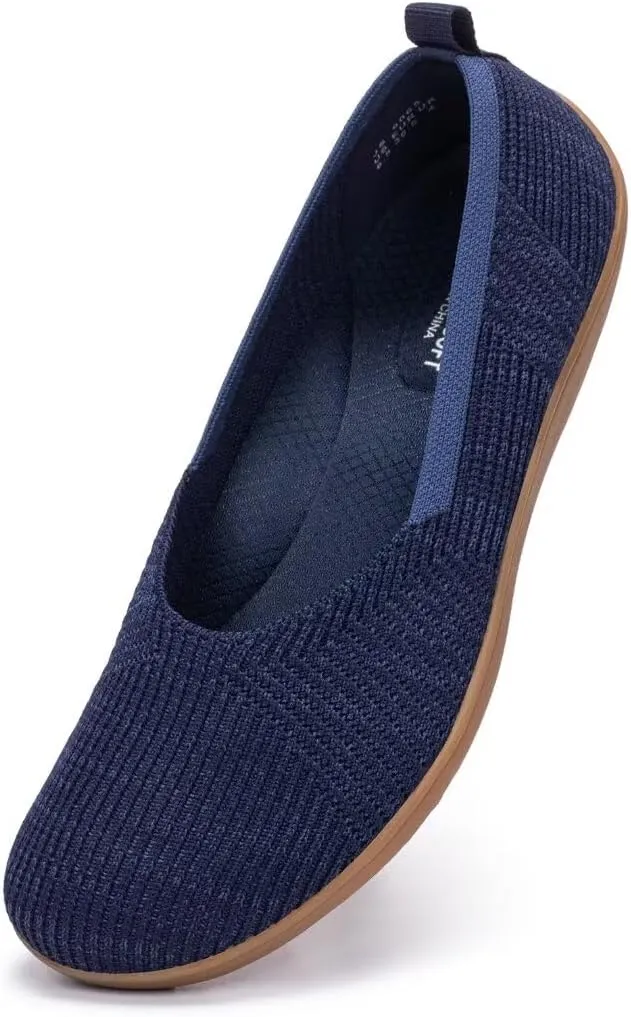 Frank Mully Womens Flat Shoes Wide Toe Box Knitted Flats Comfort Wide Width Walking Flats