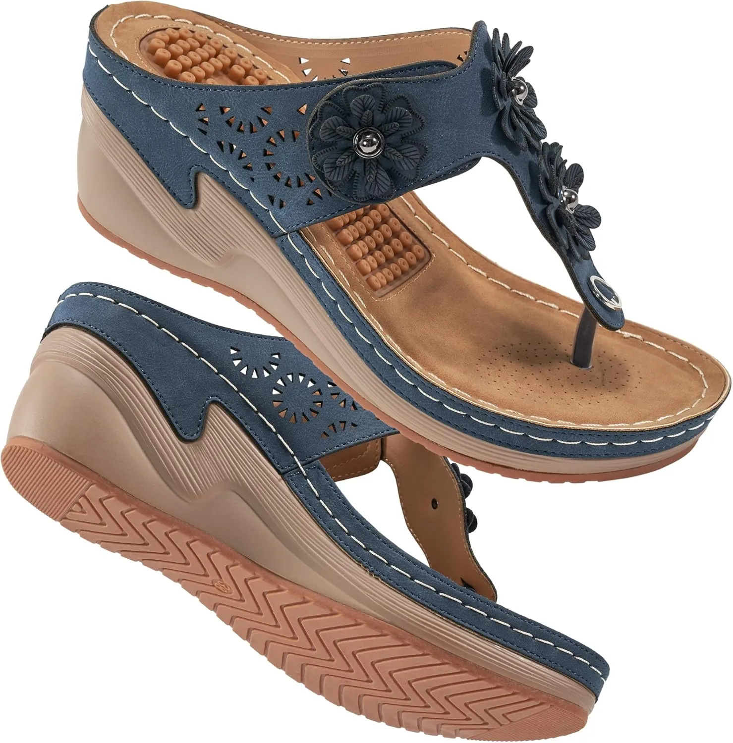 FUDYNMALC Womens Sandals Wedge Shoes: Summer Dressy Woman Platform Flip Flops Comfortable Casual Dress Wedding Wedges Footwear Ladies