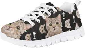 Funny Cat Dog Print Tennis Shoes for Girls and Boys Lightweight Mesh Casual Athletic Running Shoes