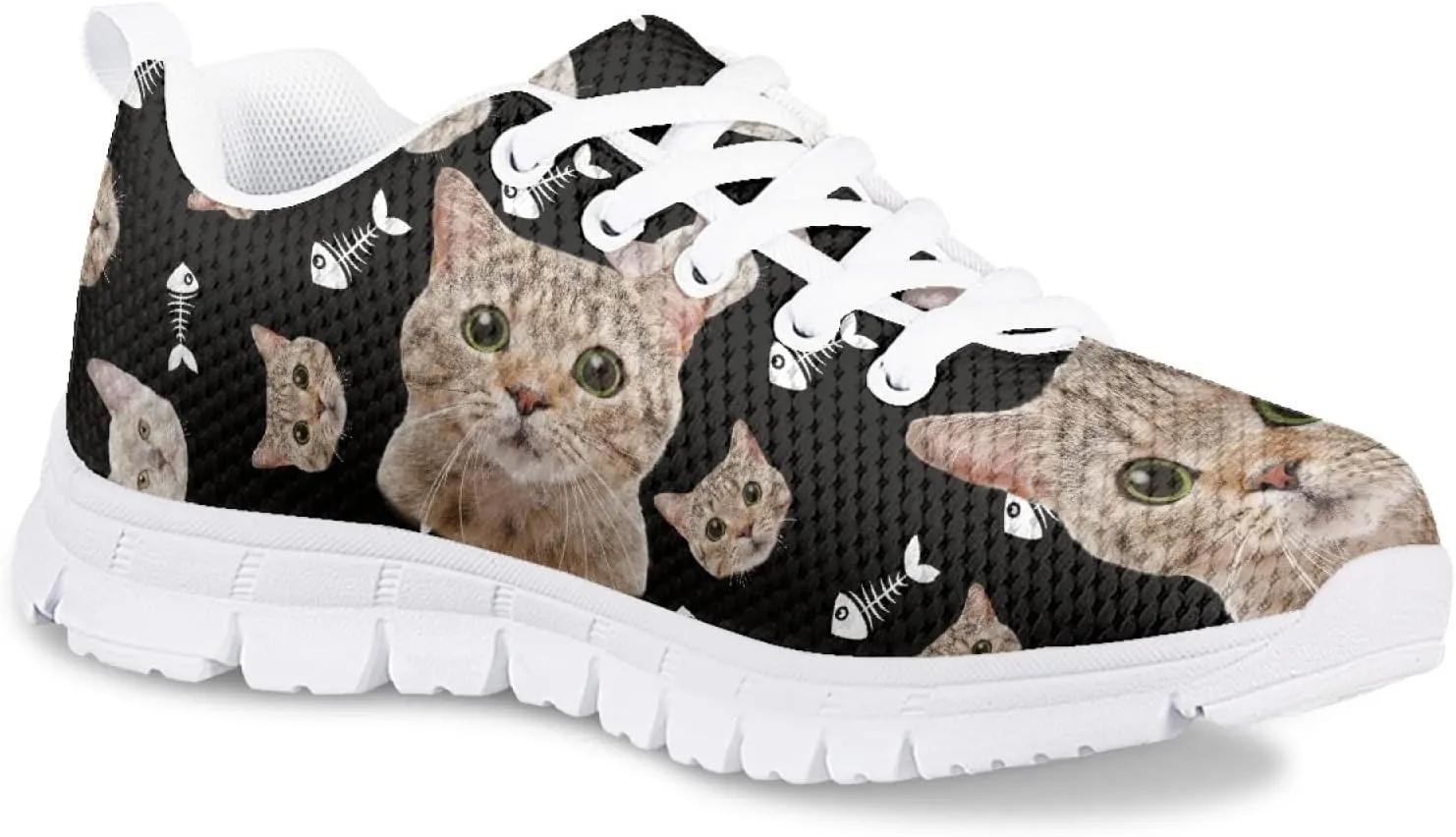 Funny Cat Dog Print Tennis Shoes for Girls and Boys Lightweight Mesh Casual Athletic Running Shoes
