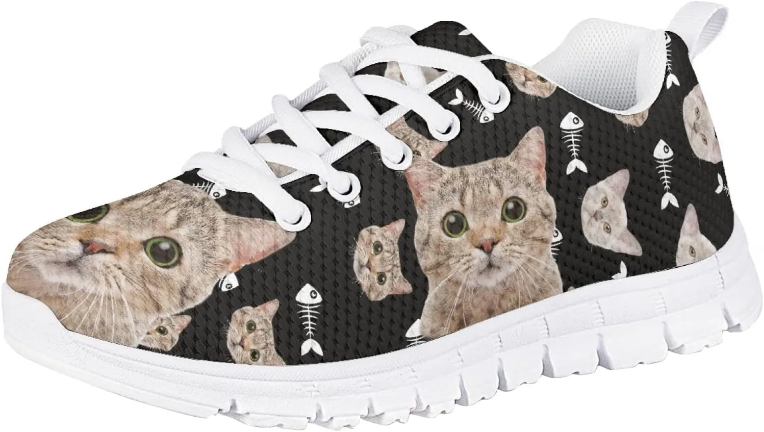 Funny Cat Dog Print Tennis Shoes for Girls and Boys Lightweight Mesh Casual Athletic Running Shoes
