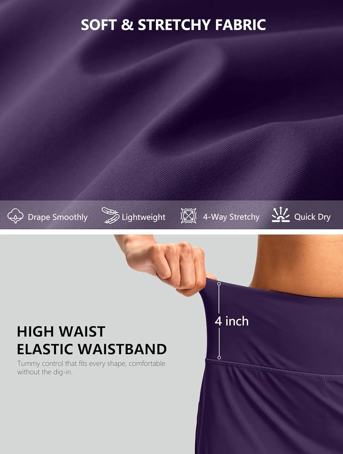 G Gradual Skorts for Woman Golf Skirt High Waisted with 2 Inner Pockets Built-in Shorts Stretchy for Tennis Summer Casual