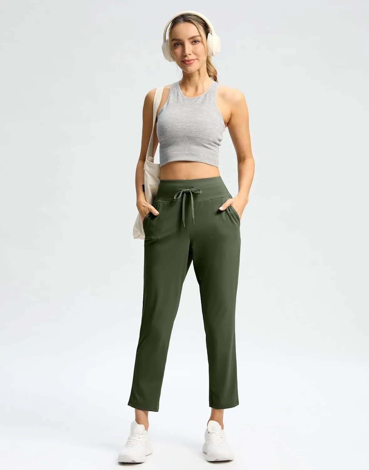G Gradual Women's Pants High Waisted Ankle Pants 2 Pockets 7/8 Sweatpants for Golf Athletic Travel Casual Lounge