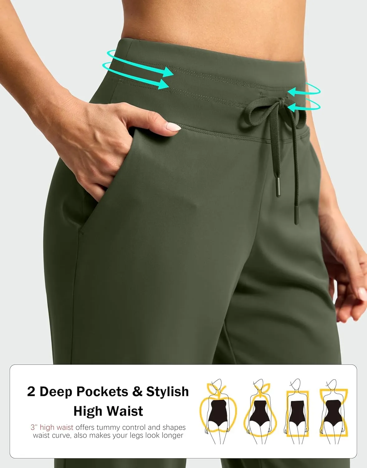 G Gradual Women's Pants High Waisted Ankle Pants 2 Pockets 7/8 Sweatpants for Golf Athletic Travel Casual Lounge