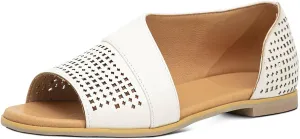 GATUXUS Women's Flats Sandals Open Toe Side Cutout Slip On Casual Slides Flat Shoes