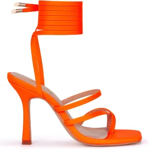 GENSHUO Women's heeled Sandals Stiletto Strappy Heels Sexy Open Square Toe Lace up Stilettos Party Wedding Dress Shoes