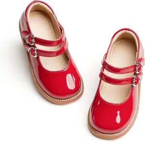 GINFIVE Toddler Girls Dress Shoes Little Kids Flats School Mary Janes Shoes