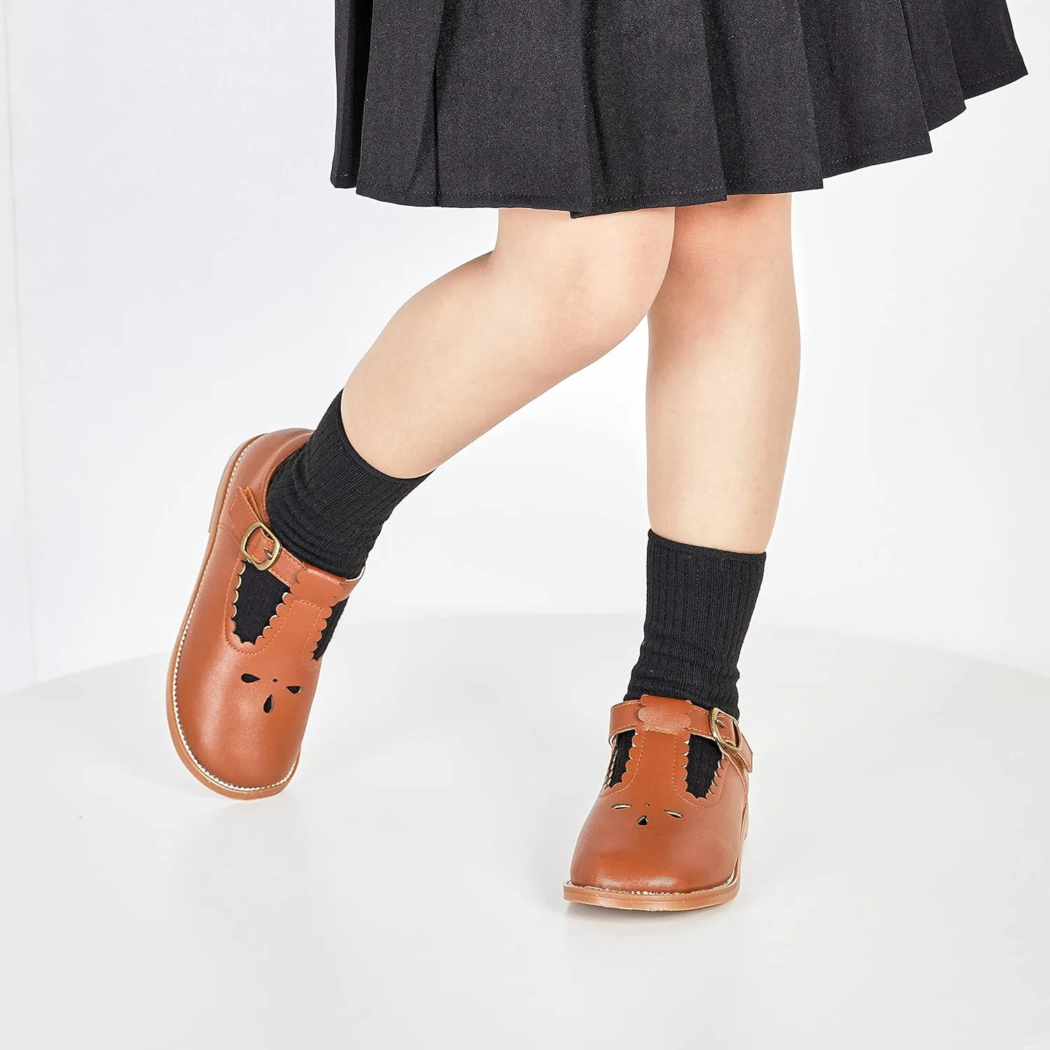 GINFIVE Toddler Girls Dress Shoes Little Kids Flats School Mary Janes Shoes