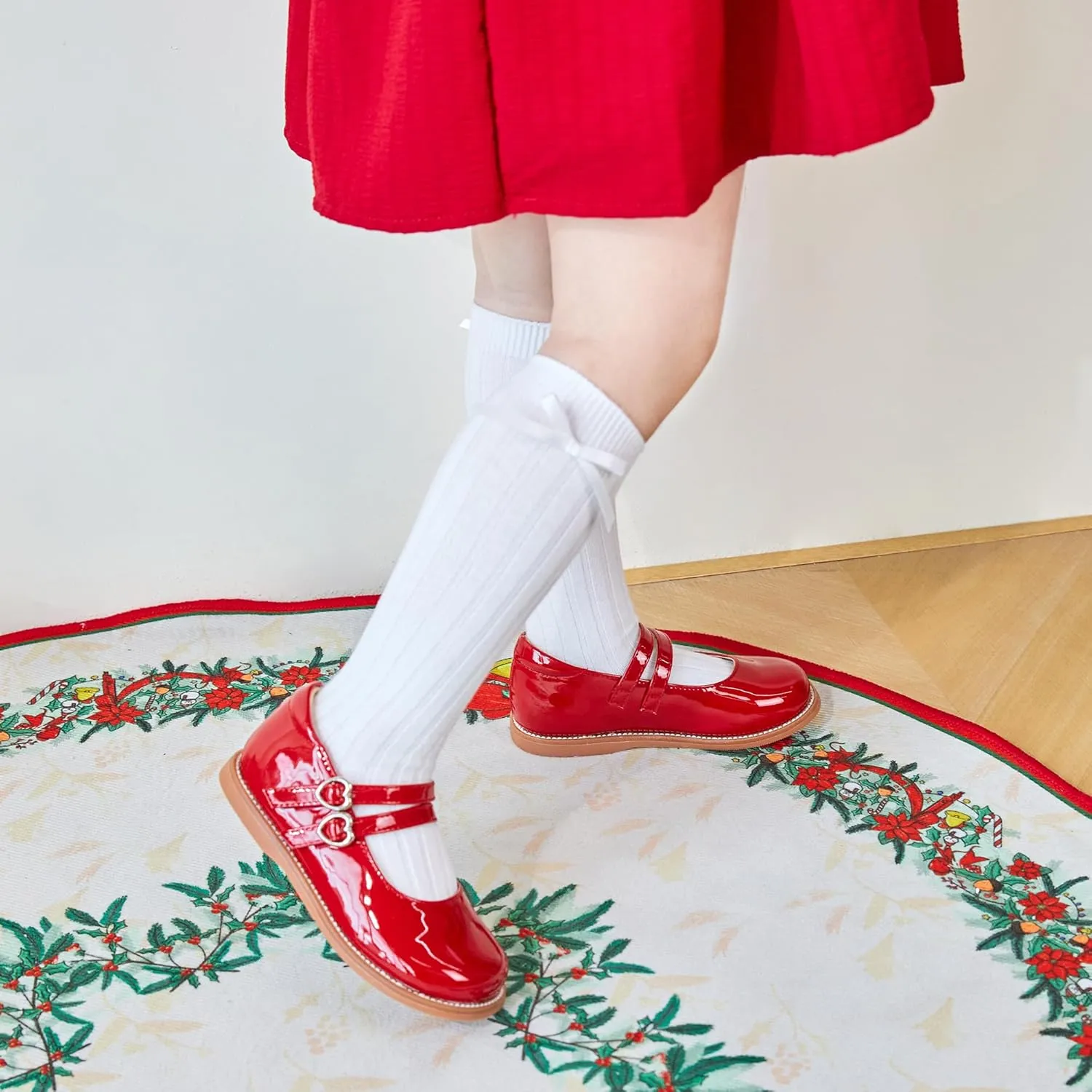 GINFIVE Toddler Girls Dress Shoes Little Kids Flats School Mary Janes Shoes