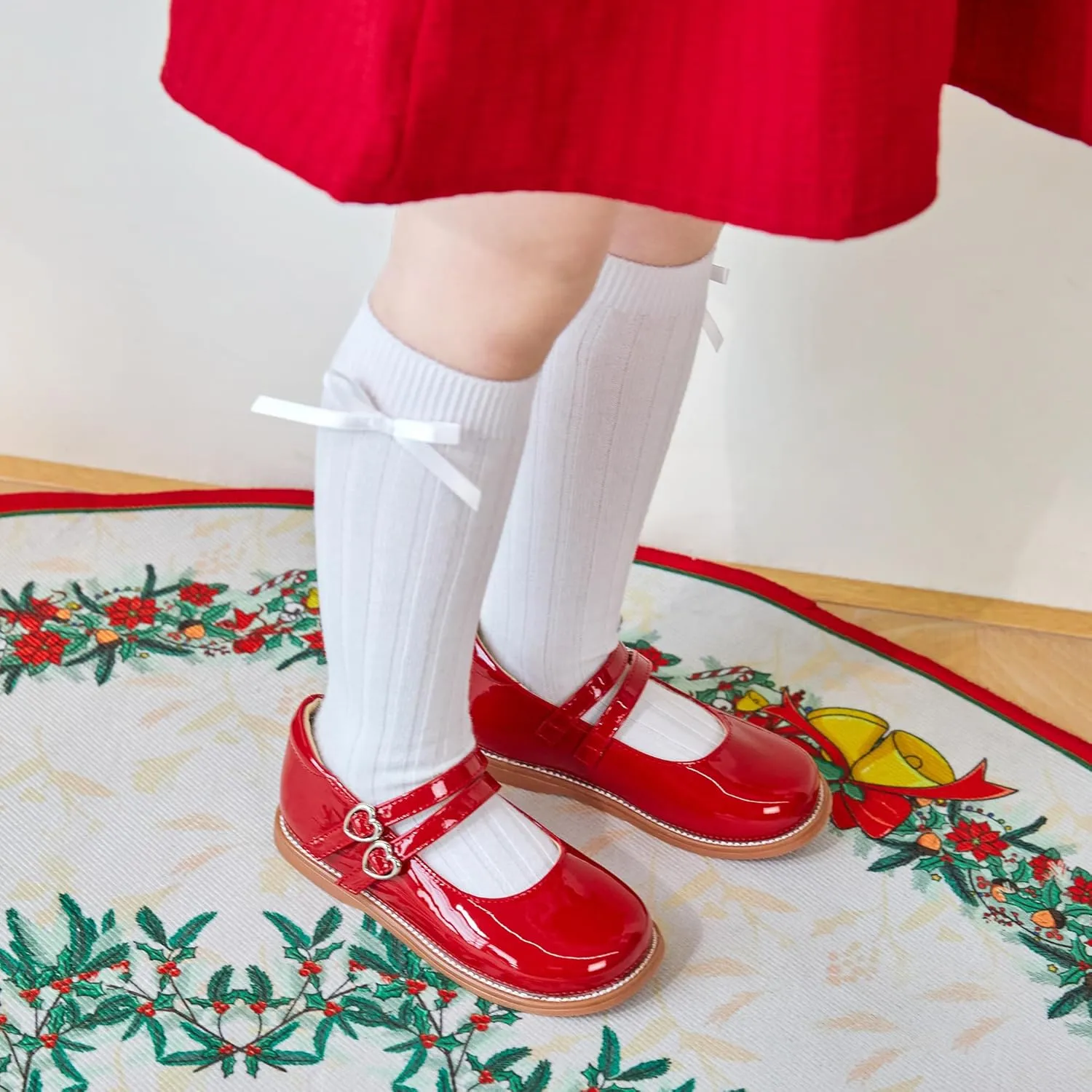 GINFIVE Toddler Girls Dress Shoes Little Kids Flats School Mary Janes Shoes