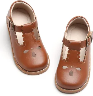 GINFIVE Toddler Girls Dress Shoes Little Kids Flats School Mary Janes Shoes