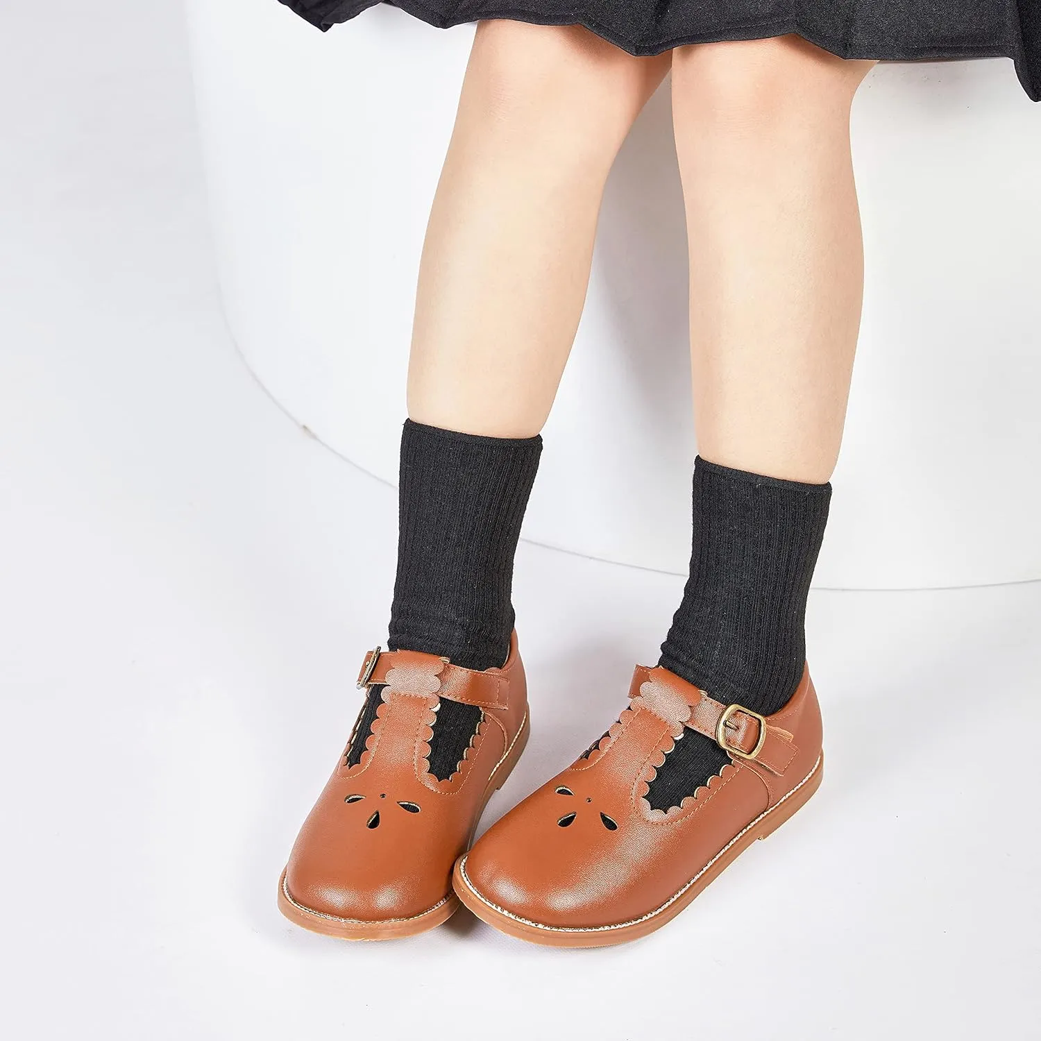 GINFIVE Toddler Girls Dress Shoes Little Kids Flats School Mary Janes Shoes