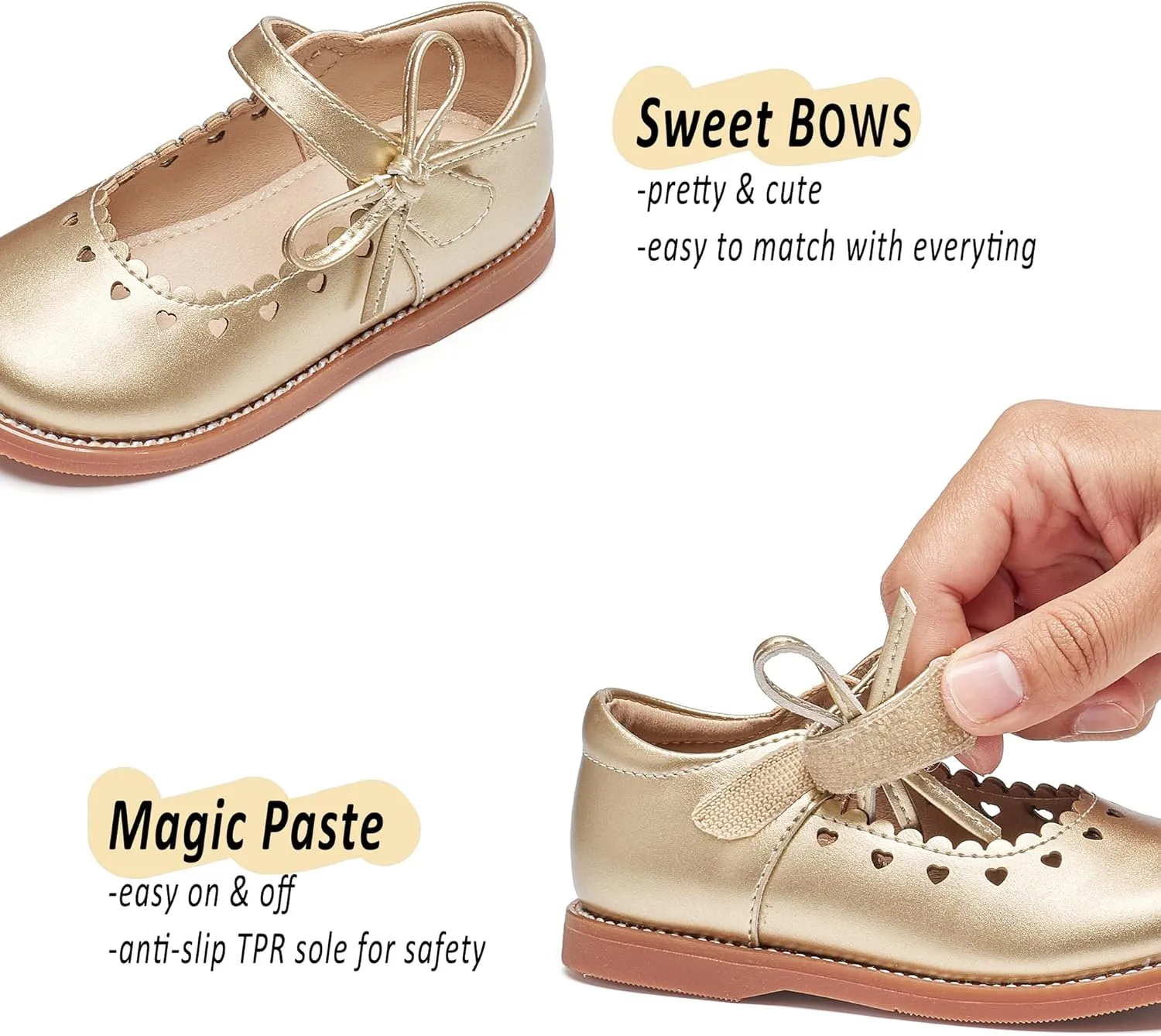 GINFIVE Toddler Girls Dress Shoes Little Kids Oxfords Flats School Mary Janes Shoes