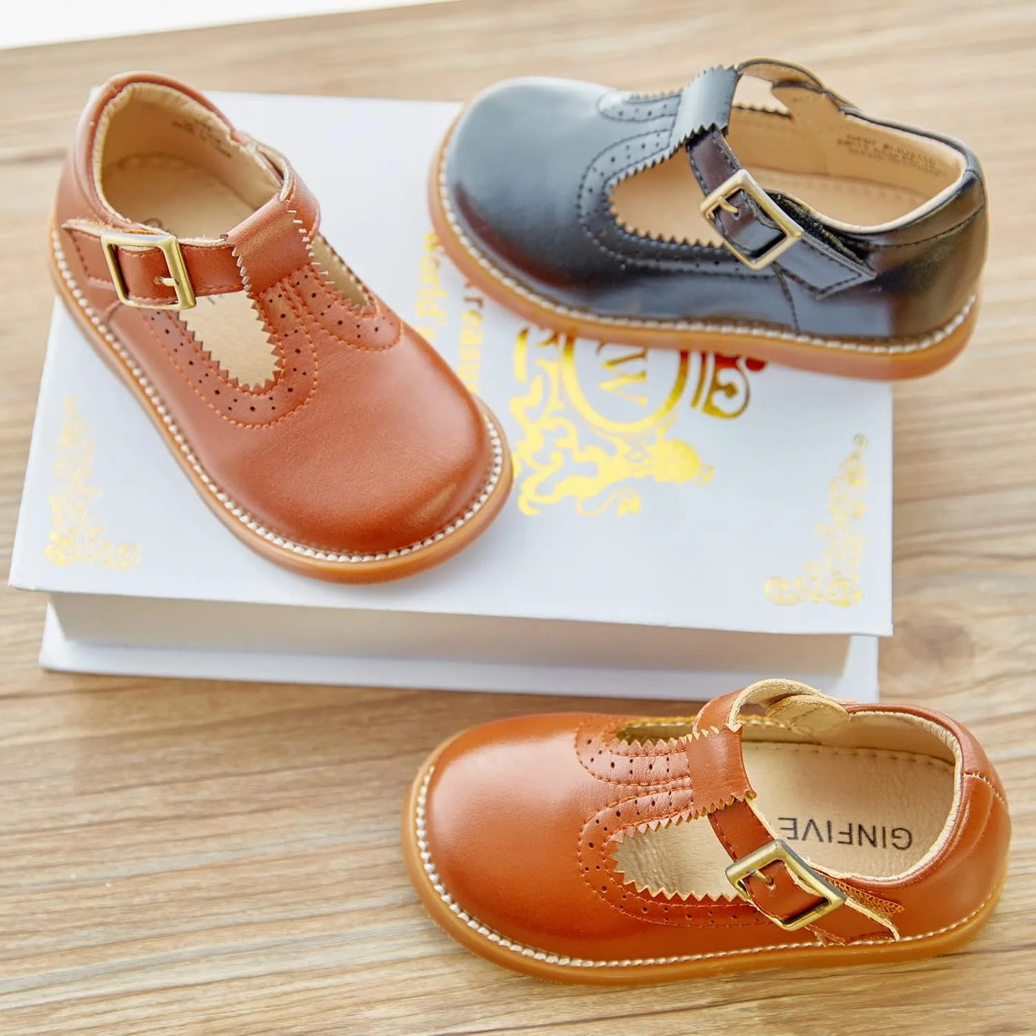 GINFIVE Toddler Little Girls Mary Janes Flats Girls Dress Shoes Kids Shoes