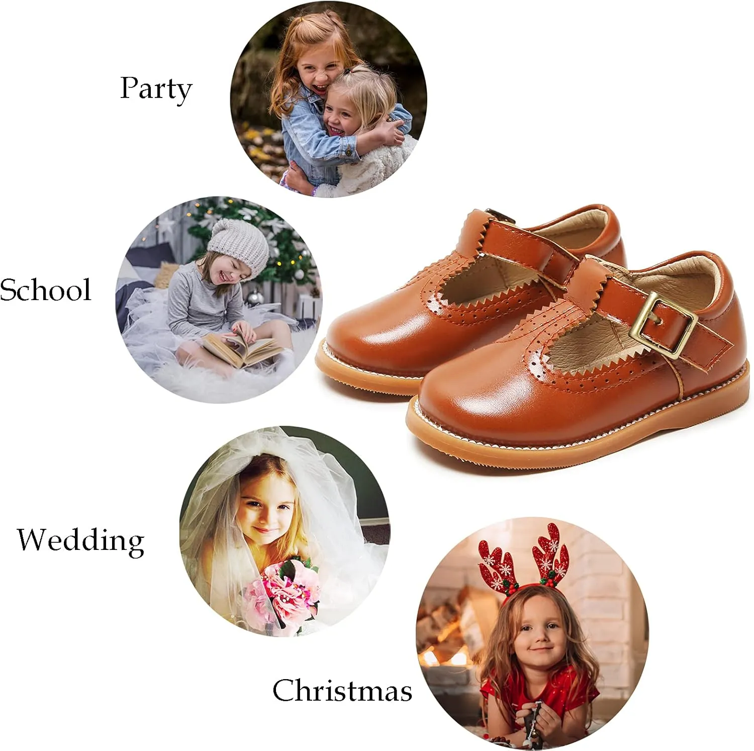 GINFIVE Toddler Little Girls Mary Janes Flats Girls Dress Shoes Kids Shoes