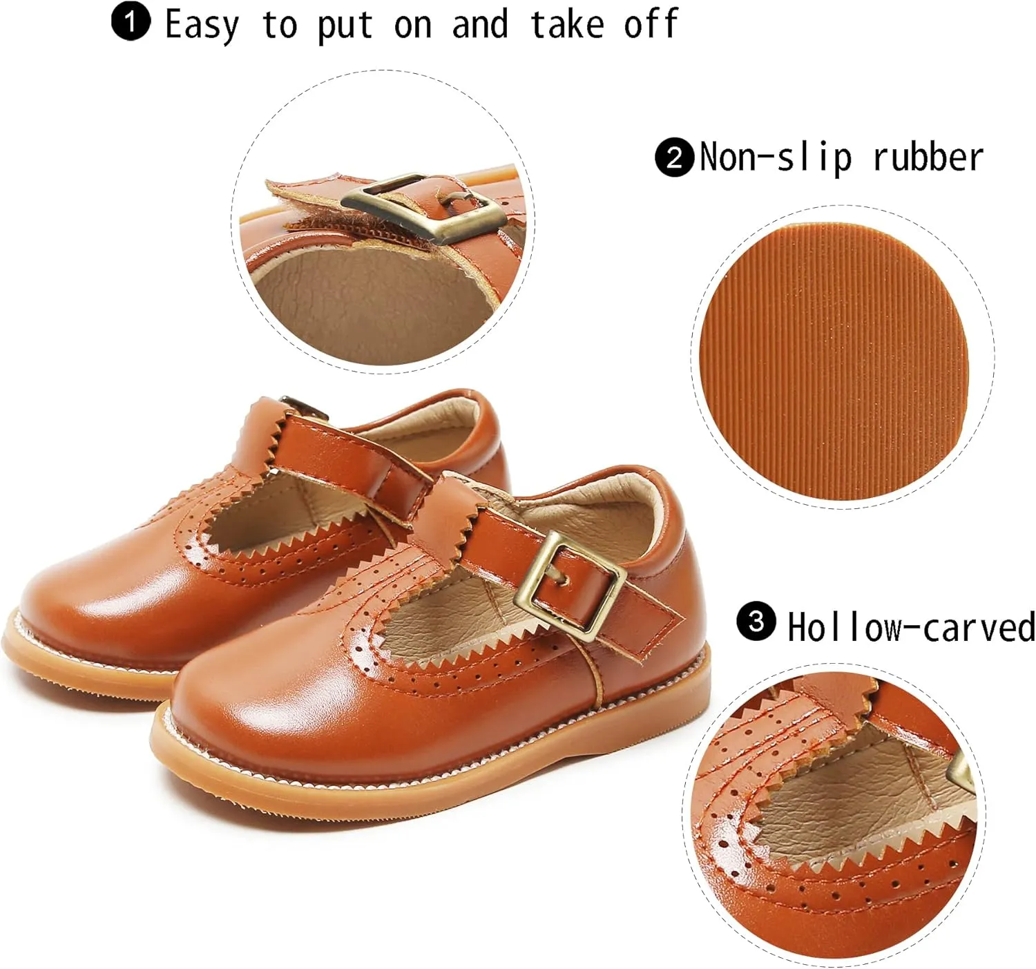 GINFIVE Toddler Little Girls Mary Janes Flats Girls Dress Shoes Kids Shoes