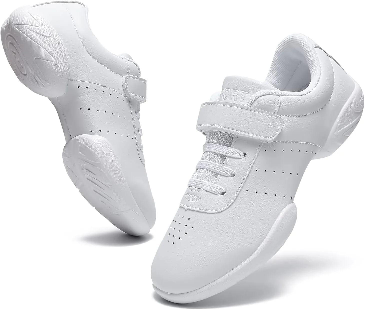 Girls Cheer Shoes White Youth Cheerleading Shoes Dance Athletic Training Breathable Dancing Lightweight Competition Comfortable Sport Sneakers