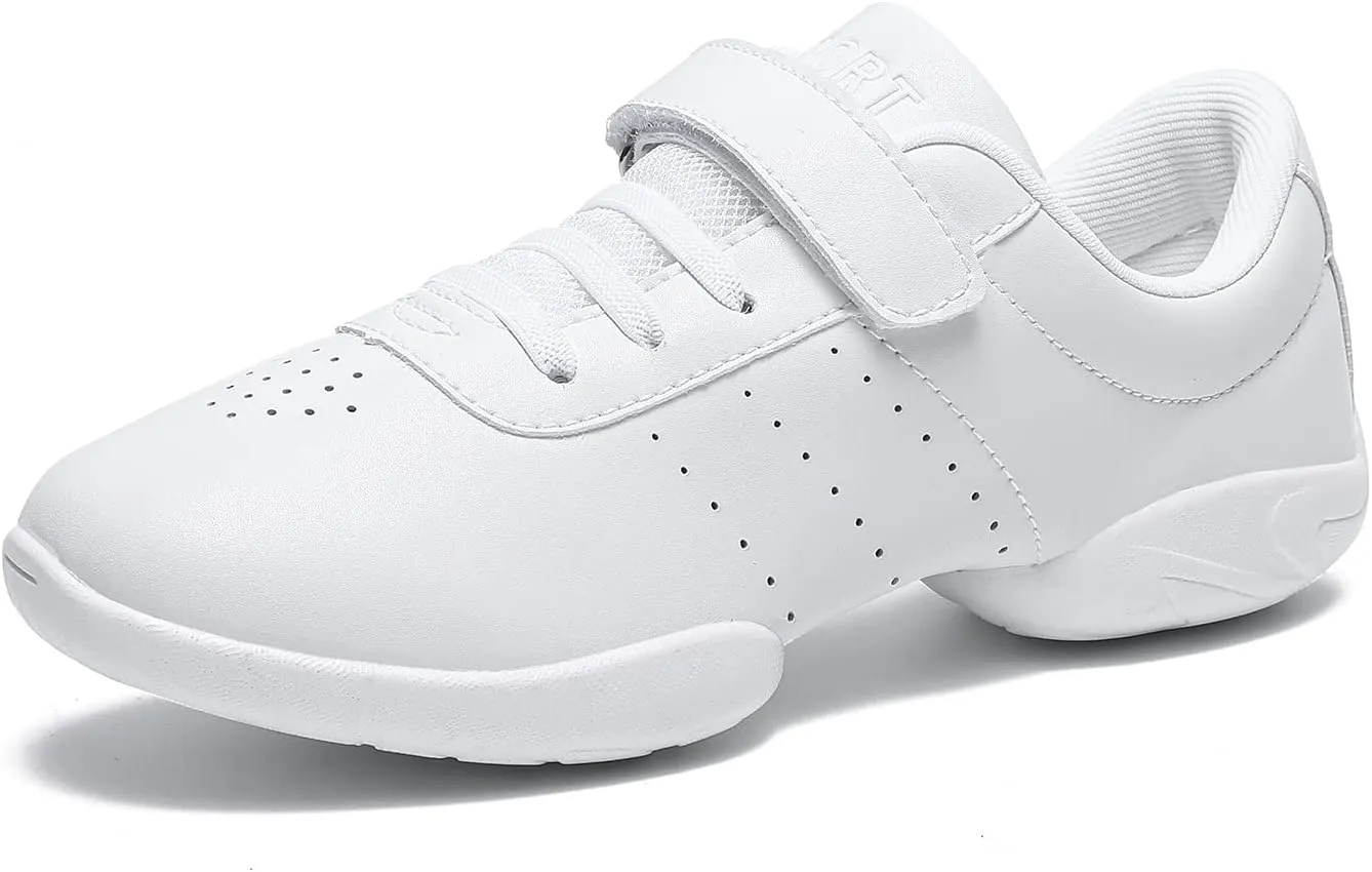 Girls Cheer Shoes White Youth Cheerleading Shoes Dance Athletic Training Breathable Dancing Lightweight Competition Comfortable Sport Sneakers