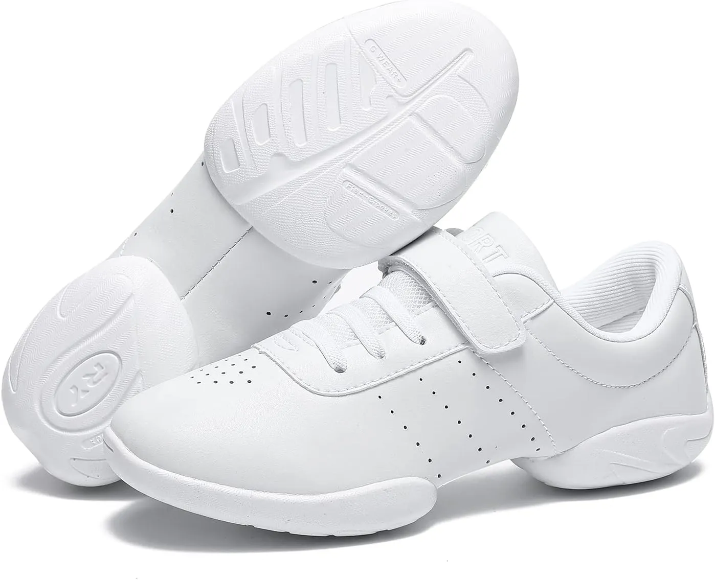 Girls Cheer Shoes White Youth Cheerleading Shoes Dance Athletic Training Breathable Dancing Lightweight Competition Comfortable Sport Sneakers