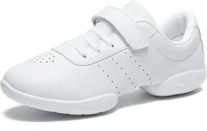 Girls Cheer Shoes White Youth Cheerleading Shoes Dance Athletic Training Breathable Dancing Lightweight Competition Comfortable Sport Sneakers