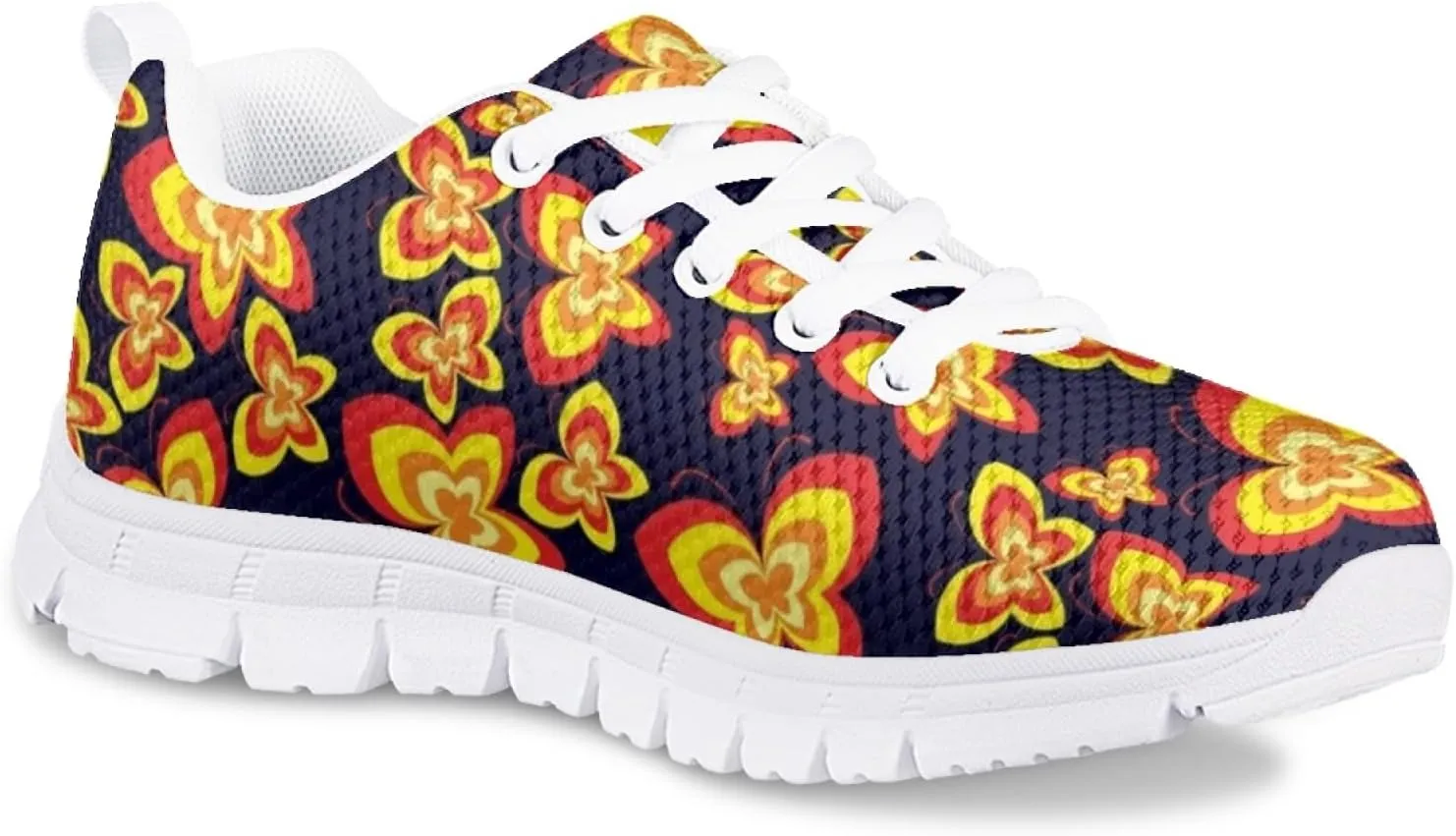 Girls Cute Running Shoes Novelty Graphic Print Lightweight Tennis Sneakers Kids Casual Lace Up Breathable Mesh Shoes
