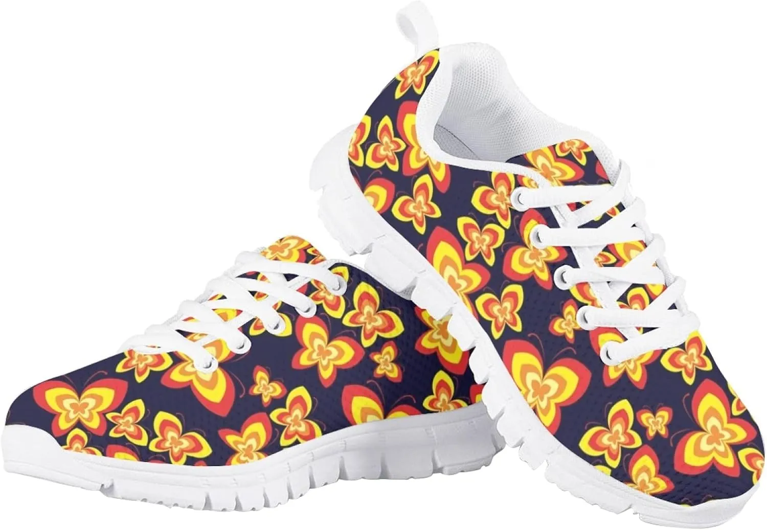 Girls Cute Running Shoes Novelty Graphic Print Lightweight Tennis Sneakers Kids Casual Lace Up Breathable Mesh Shoes