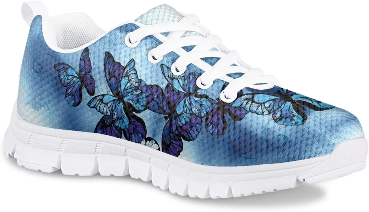 Girls Cute Tennis Shoes Kids Breathable Mesh Running Sneakers Casual Print Lace Up Soft Walking Shoes