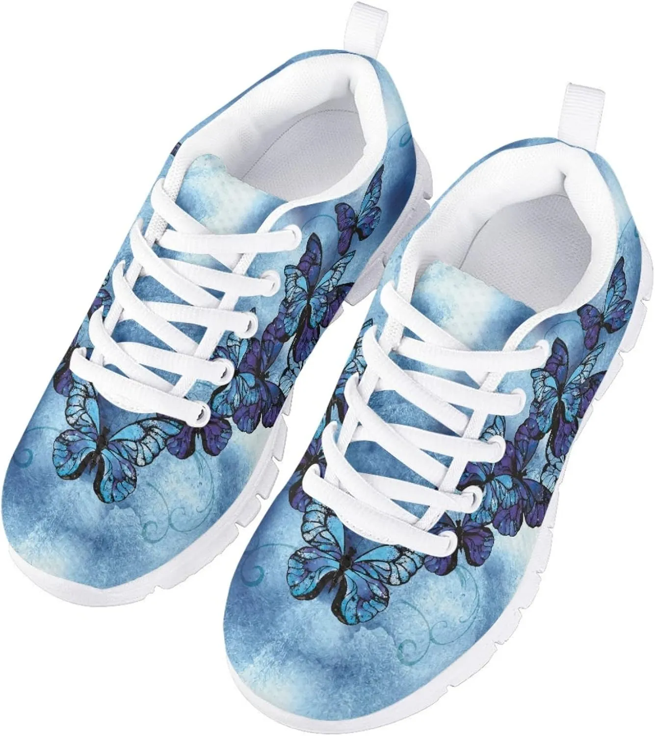 Girls Cute Tennis Shoes Kids Breathable Mesh Running Sneakers Casual Print Lace Up Soft Walking Shoes