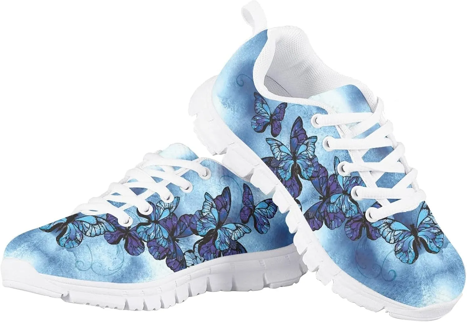 Girls Cute Tennis Shoes Kids Breathable Mesh Running Sneakers Casual Print Lace Up Soft Walking Shoes