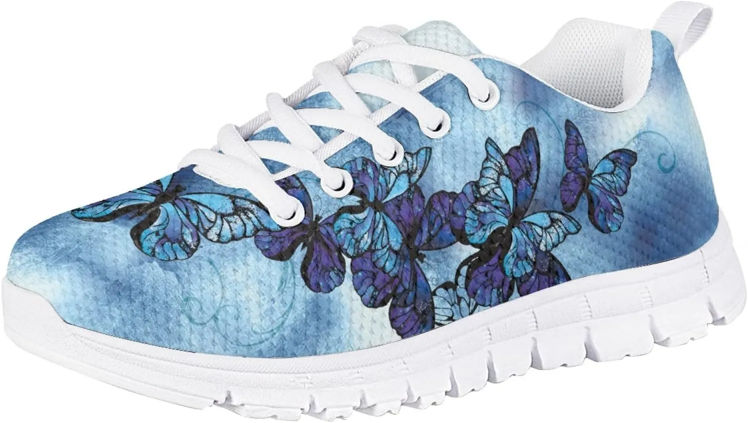 Girls Cute Tennis Shoes Kids Breathable Mesh Running Sneakers Casual Print Lace Up Soft Walking Shoes