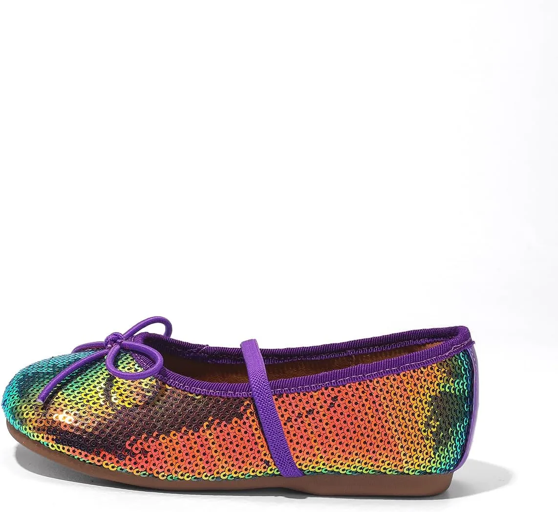 Girls Dress Shoes Mary Jane Princess Elastic Strap Glitter Party Flats