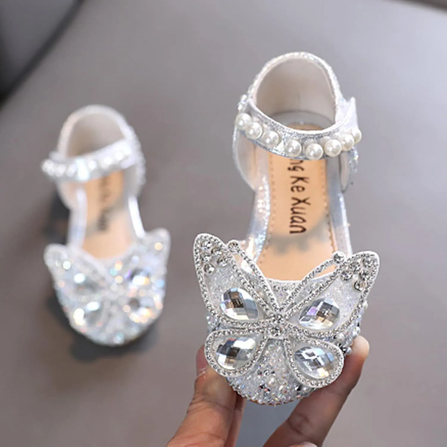 Girls Sandals, Open Toe Cute Butterfly Princess Girls Flat, Sparkly Summer Dress Shoes Sandals for Toddler Kids