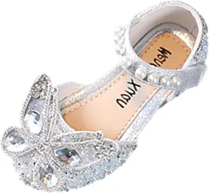 Girls Sandals, Open Toe Cute Butterfly Princess Girls Flat, Sparkly Summer Dress Shoes Sandals for Toddler Kids