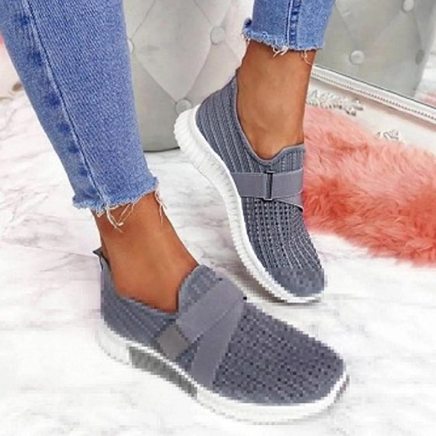 Hbeylia Walking Shoes For Women Fashion Casual Beads Platform Memory Foam Athletic Running Hiking Sports Shoes Lightweight Breathable Tennis Trainers For Skateboard Skiing Work Nurse