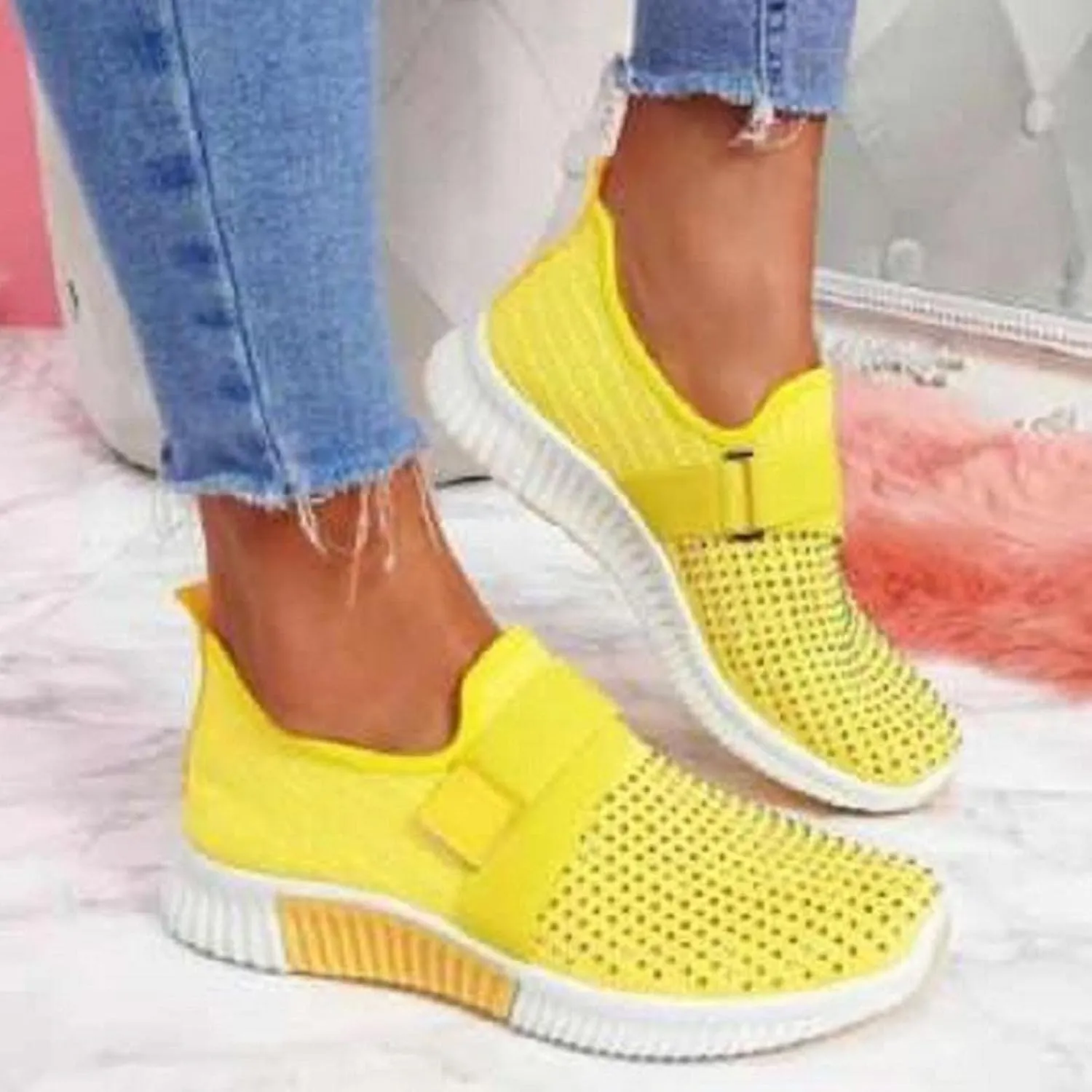 Hbeylia Walking Shoes For Women Fashion Casual Beads Platform Memory Foam Athletic Running Hiking Sports Shoes Lightweight Breathable Tennis Trainers For Skateboard Skiing Work Nurse