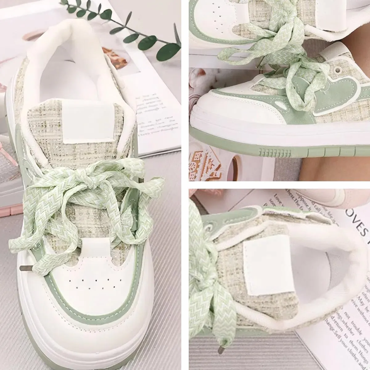 Heart Pattern Sneakers for Girls Fresh Spring Look Cute Y2K Walking Shoes Teens Comfy Footwear Sporty School Outfit Aesthetic