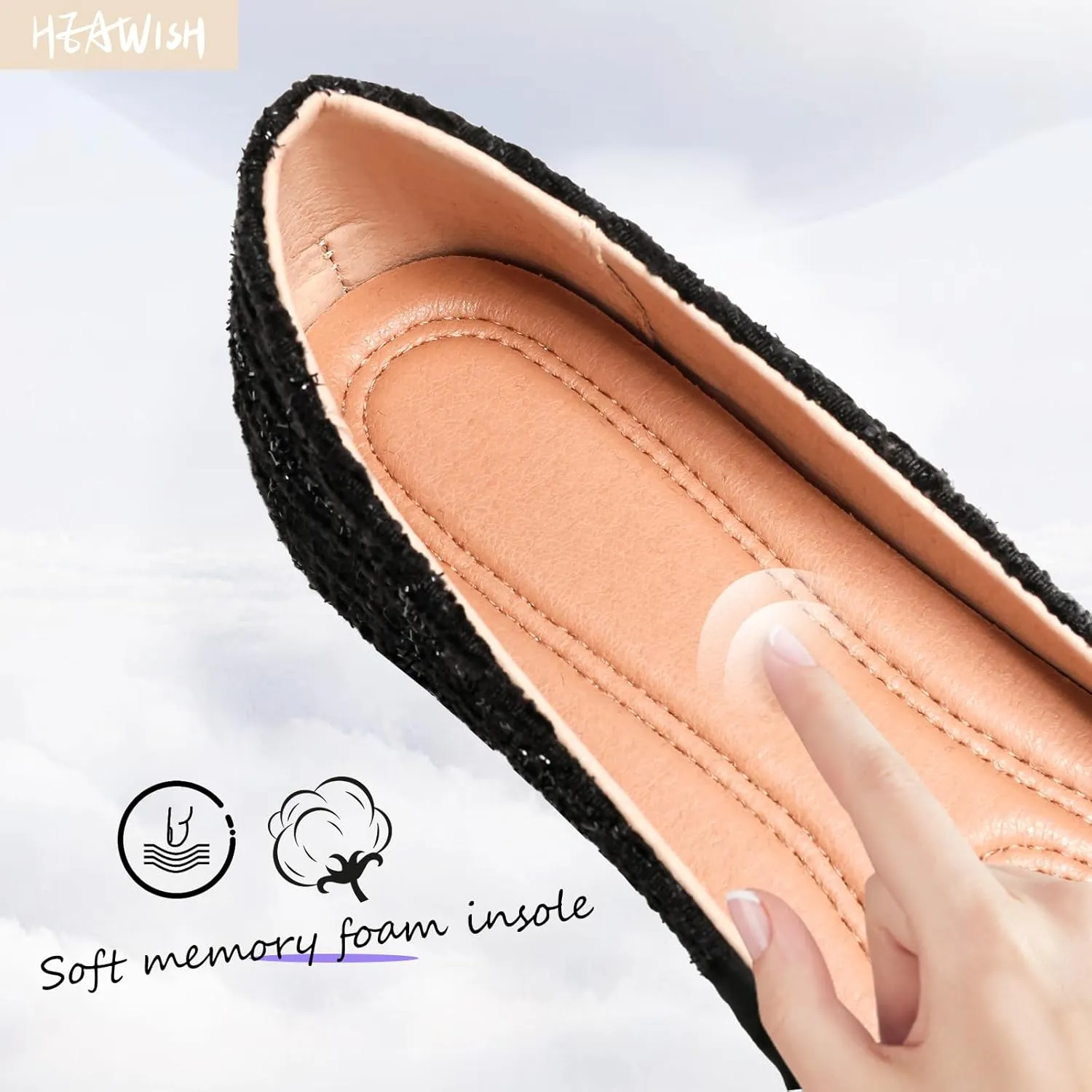 HEAWISH Women’s Round Toe Flats Shoes Ballet Flats Dressy Comfortable White Green Flats for Women