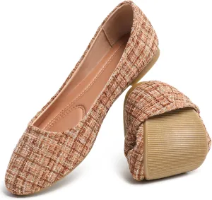 HEAWISH Women’s Round Toe Flats Shoes Ballet Flats Dressy Comfortable White Green Flats for Women