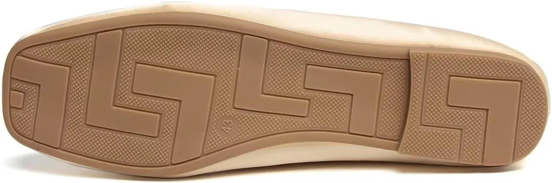 Hee grand Women's Flats Square Toe Ballet Shoes Casual Flats Satin Dress Shoes Comfort Slip-On Loafers