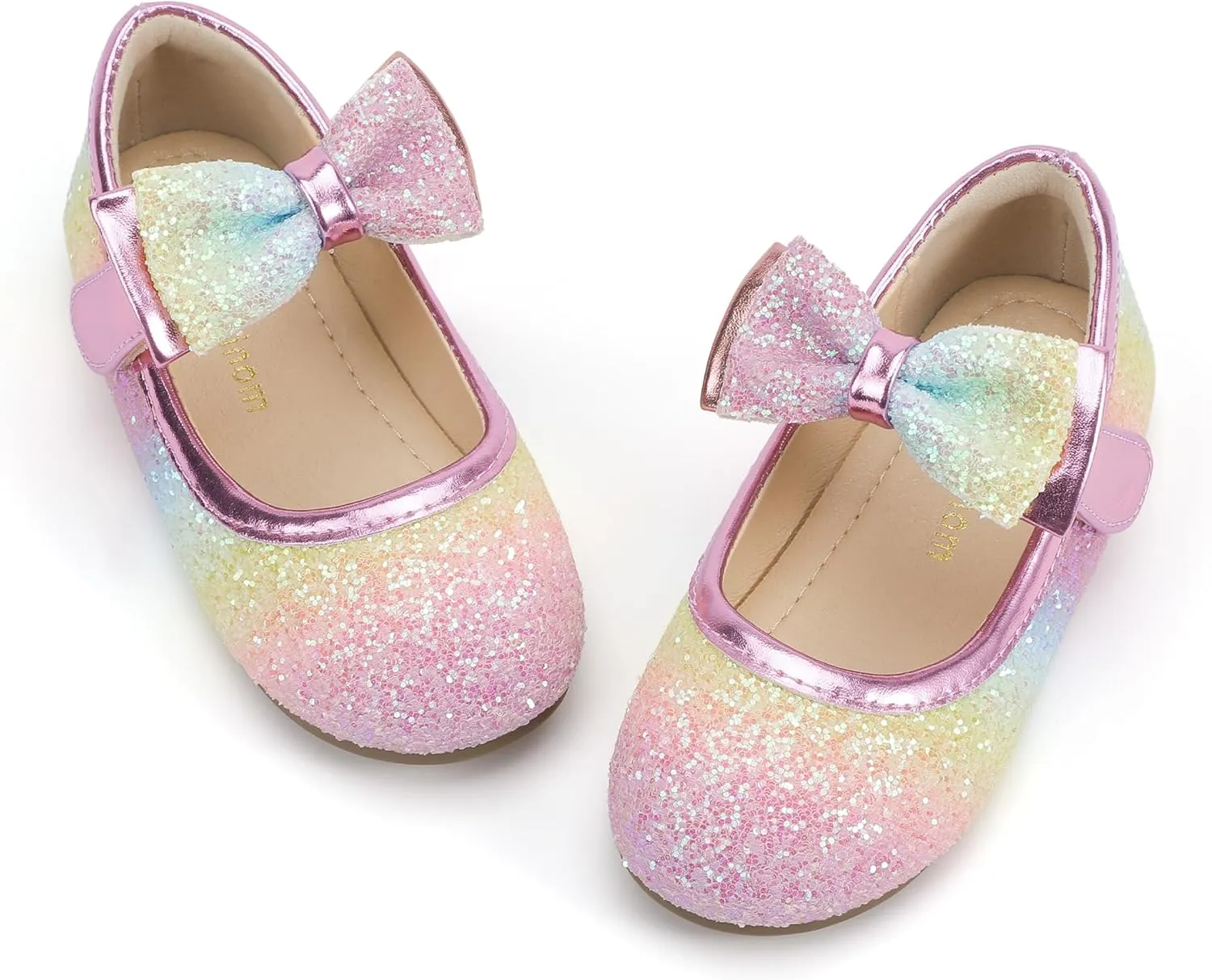 Hehainom Toddler Flower Girls Dress Shoes, Mary Jane Princess Ballet Flats with Bow and Peals for Party School